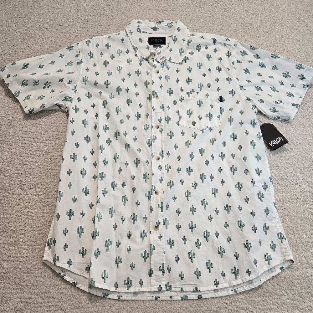 NWT Valor Collective Cactus Print Short Sleeve Casual Button-up Shirt Sz XXL